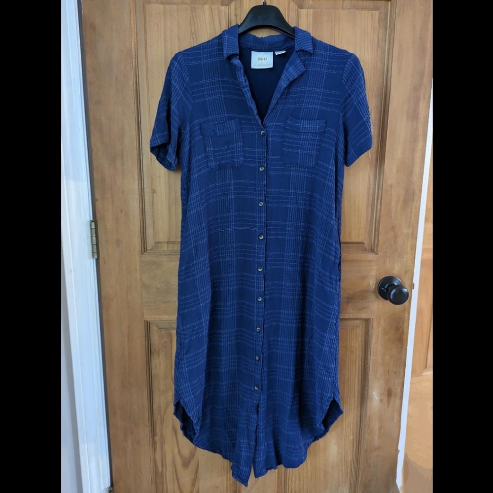 Maeve by Anthropologie shirt dress xs blue plaid